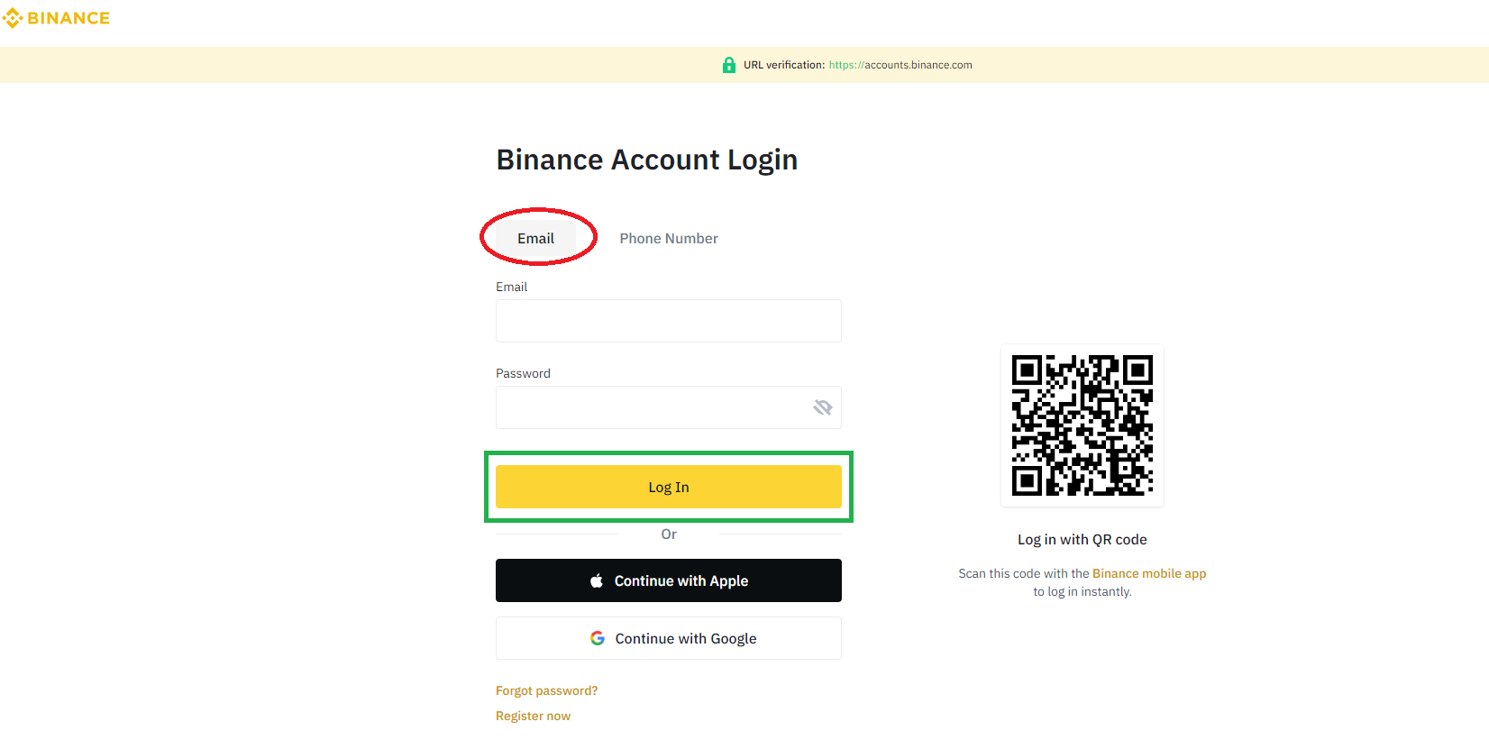 Binance login