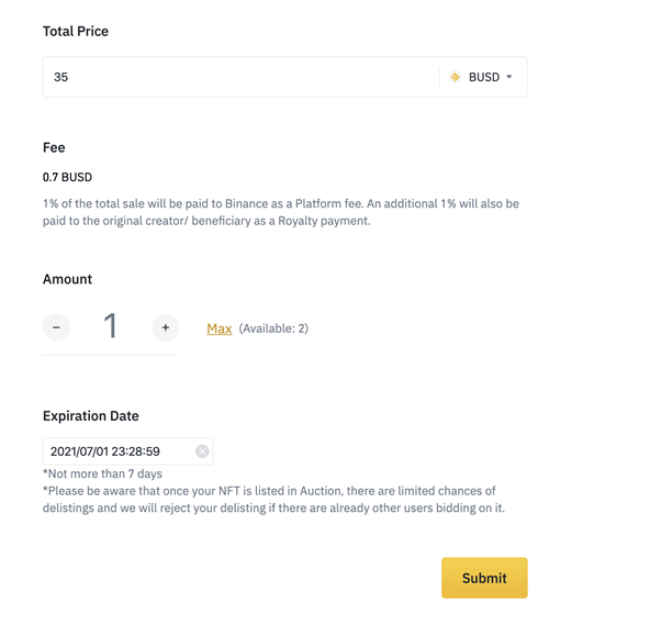 In case of setting a fixed price of the gia level