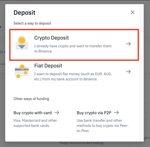 there are two options (such as the photo), select the cryptocurrency deposit item.