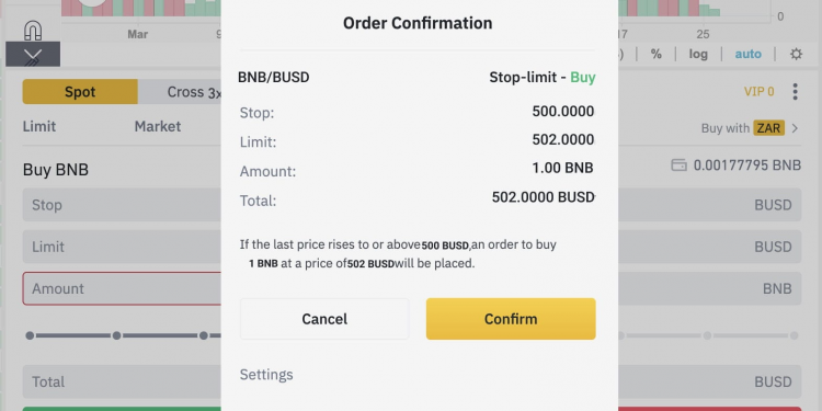 Kiểm tra lại lệnh Stop Limit Binance trước khi gửi lệnh đến sàn giao dịch