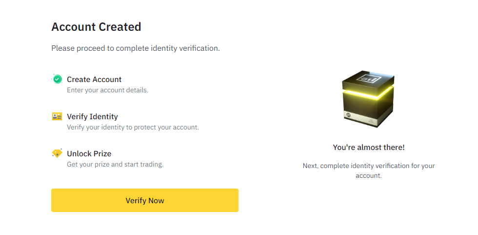 Successfully create a Binance account