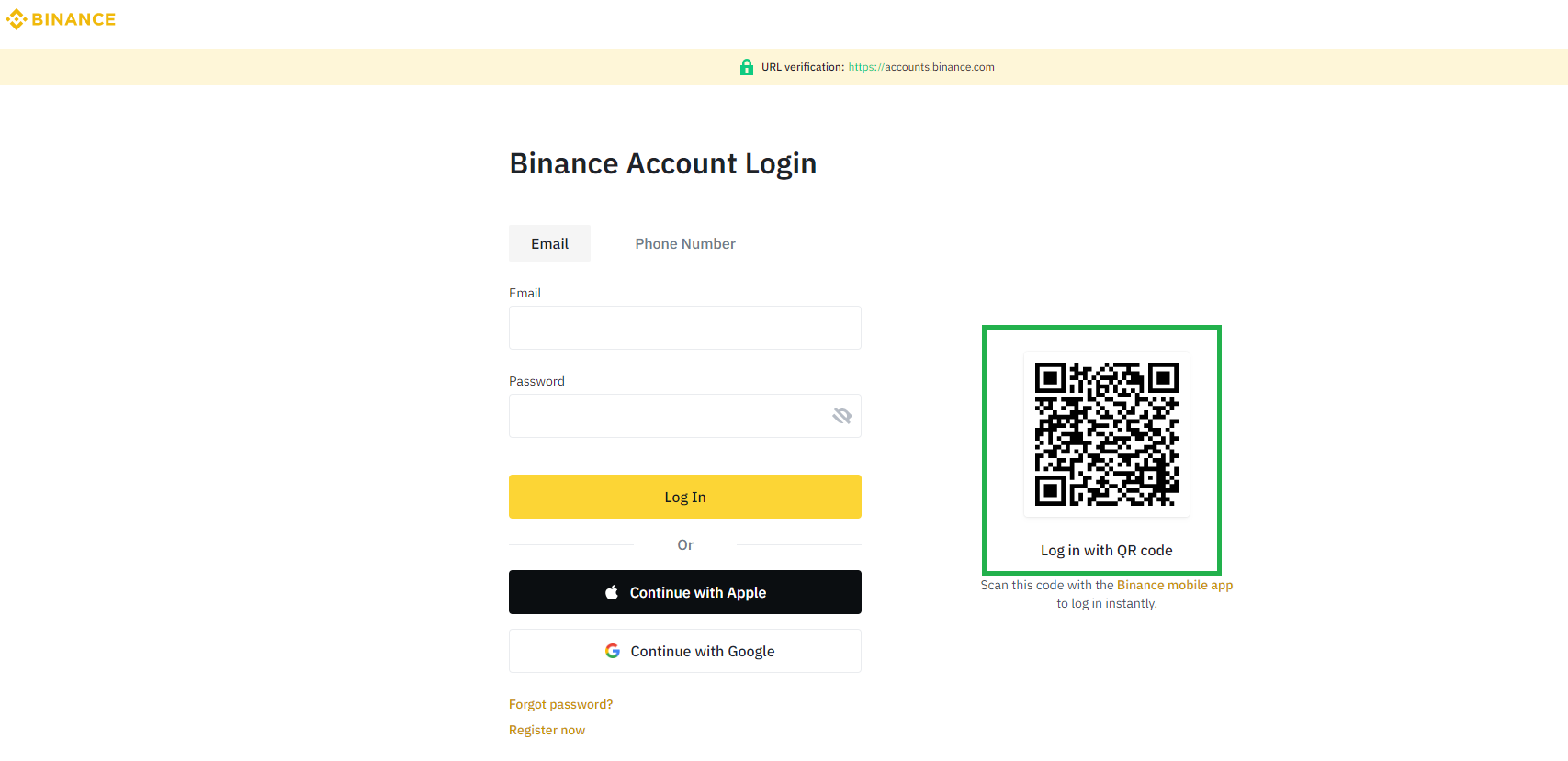 Binance login