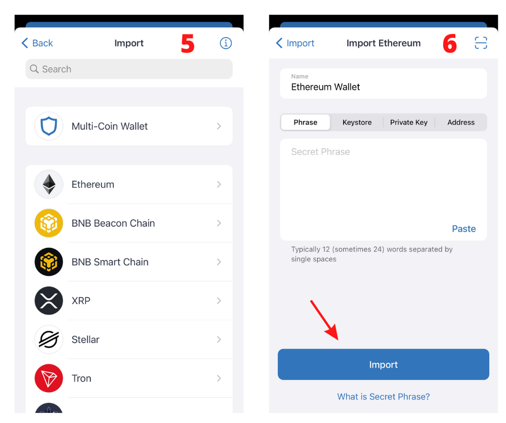 How to add a wallet to the Trust Wallet app