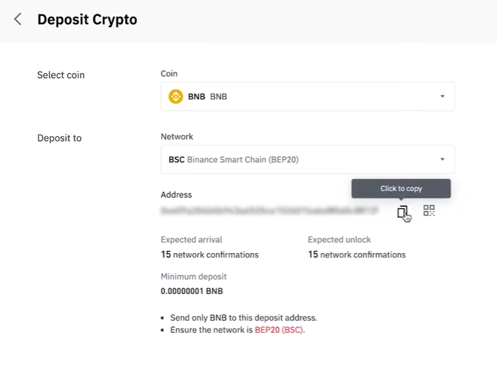 deposit crypto from MetaMask to Binance wallet