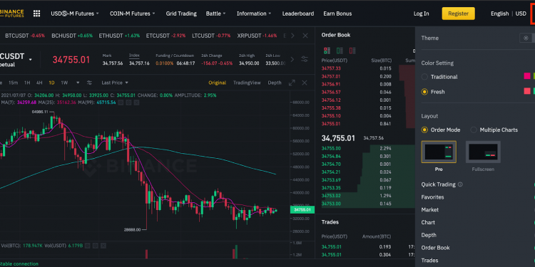 giao dịch chính Binance trên máy tính