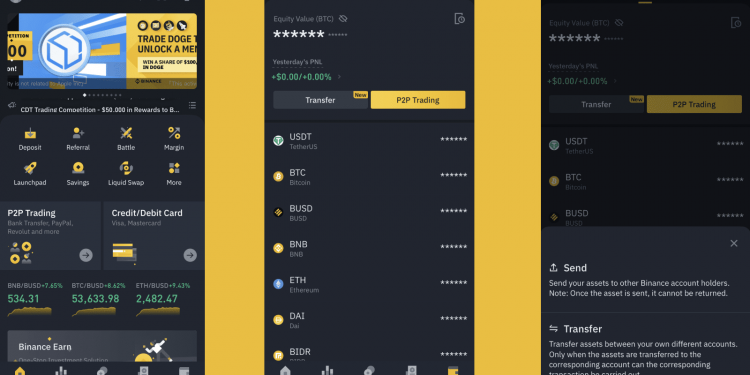 Binance app main interface