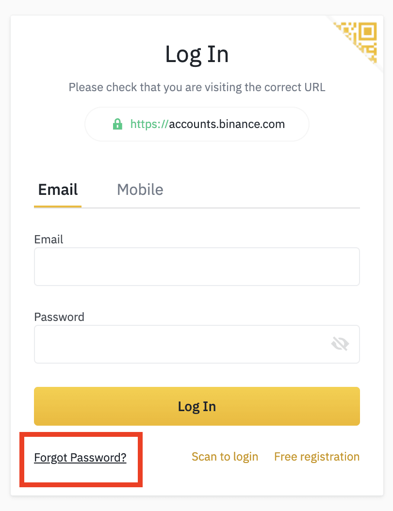 Trên trang đăng nhập, hãy nhấn vào [Forgot Password]. 