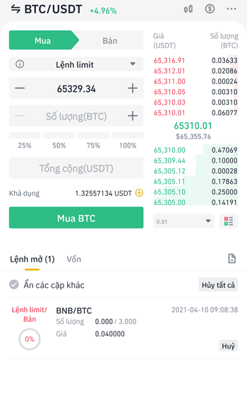 mua bán các đồng điện tử binance