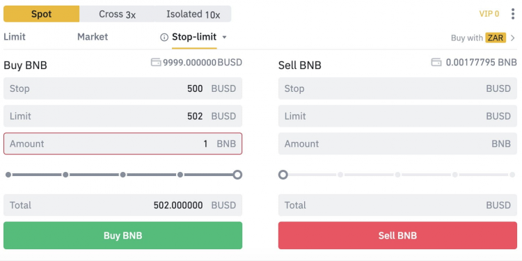 Stop Limit order