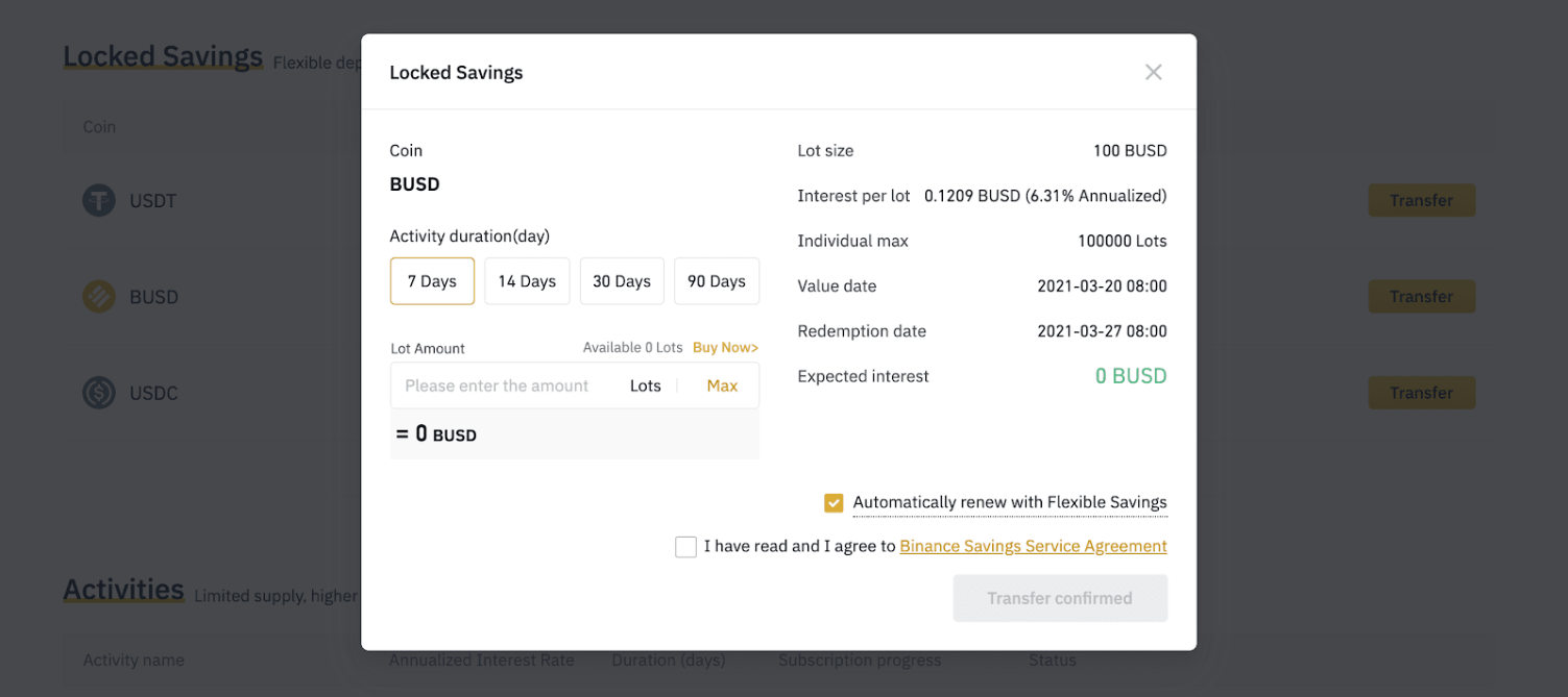 Cách sử dụng Locked Savings trên Binance