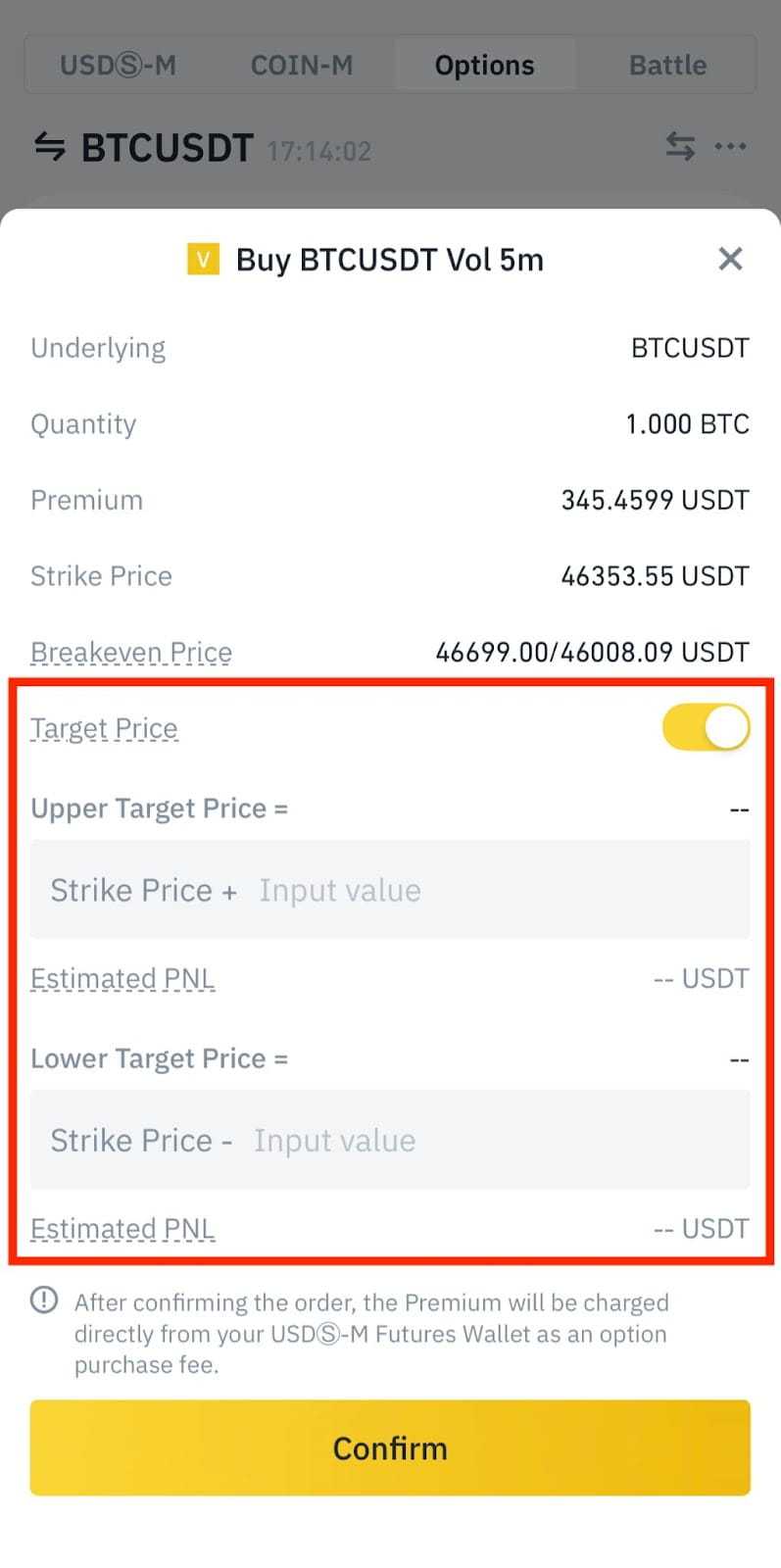 Hướng dẫn mua Vol Option trên Binance