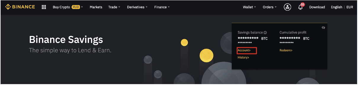 Tap Account on Binance Savings