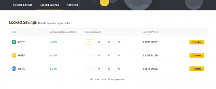 Form locked savings Binance