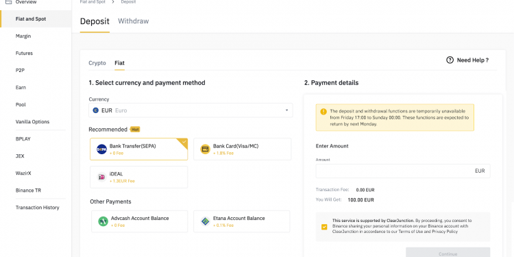 Select the currency and the payment method