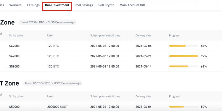 Dual Investment trên Binance