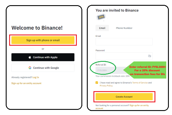 binance sign up requirements