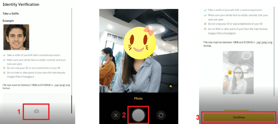 Take an identity verification portrait on the Binance app