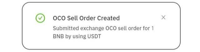 OCO sell order created