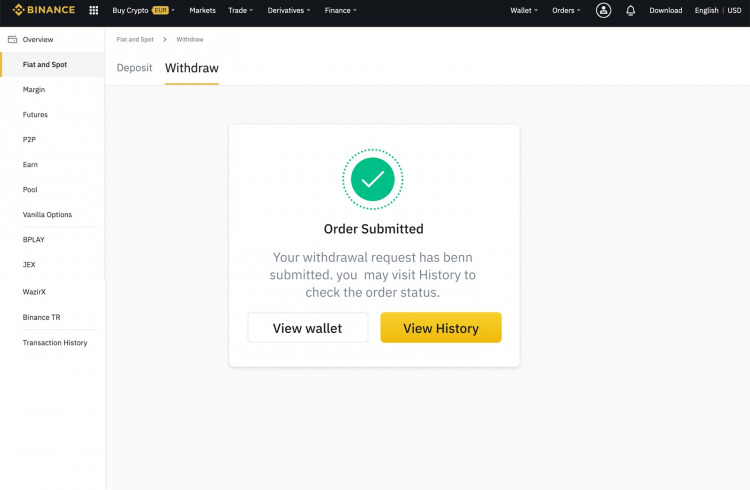 Instructions on how to withdraw fiat money on Binance