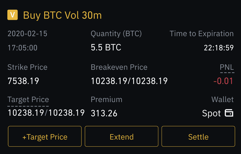 Hướng dẫn mua Vol Option trên Binance