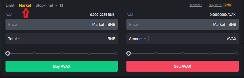 Hướng dẫn đặt lệnh Market mua bán coin Binance