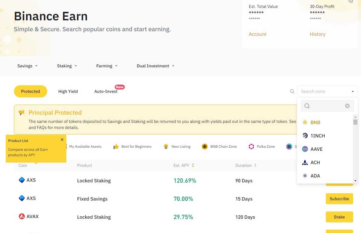 Find coin to invest in Binance Earn