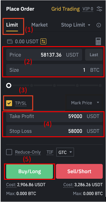 Placing stop-loss and take-profit orders on Binance