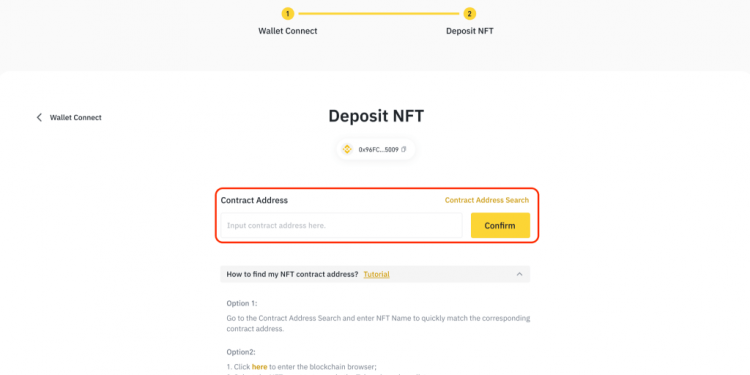 Paste your asset NFT contract address into the [Contract Address] section.