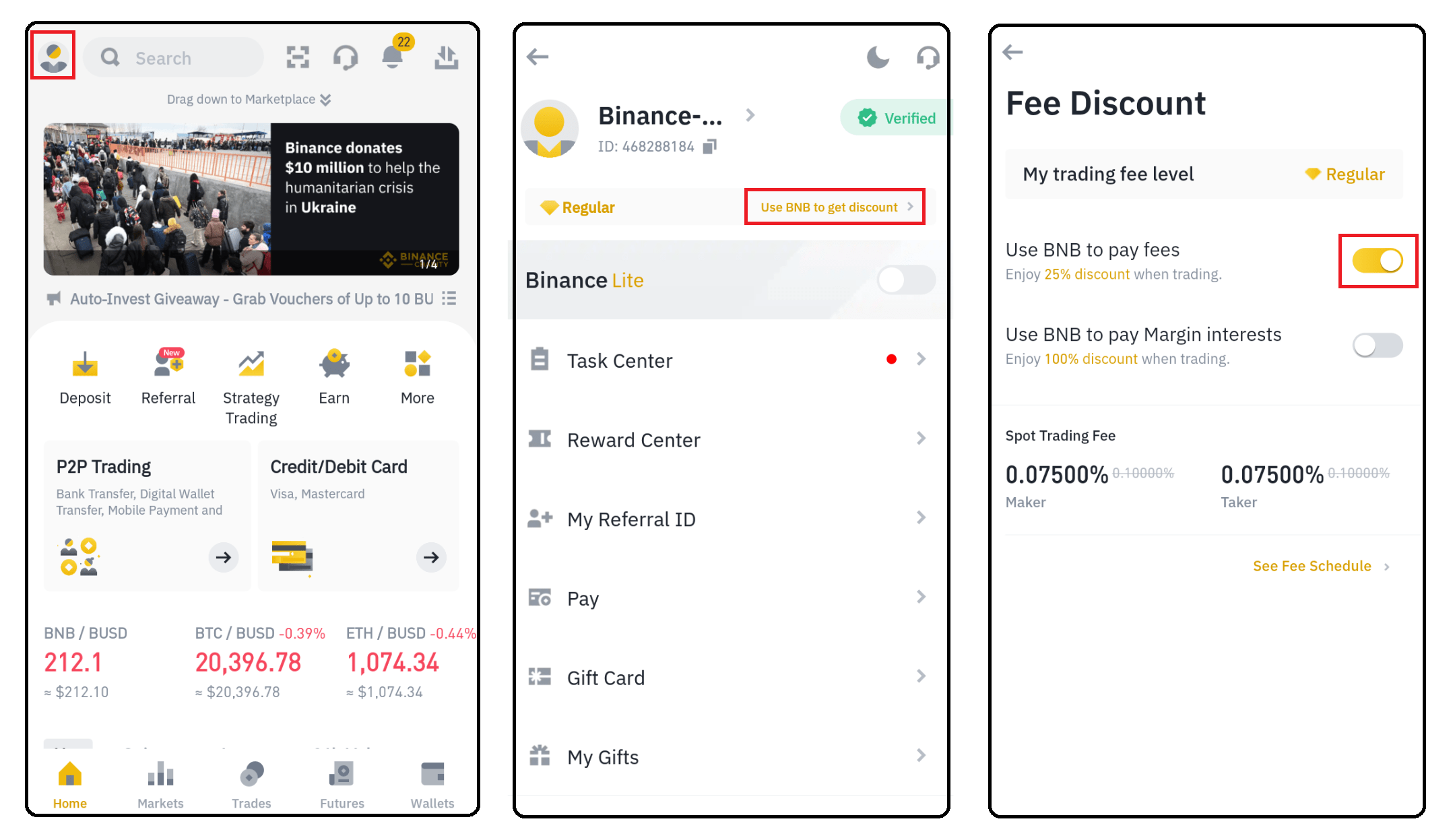 Steps to use BNB as a transaction fee