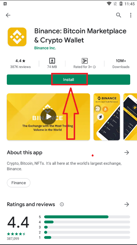 Download and install Binance app