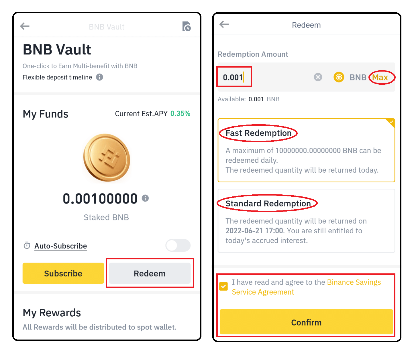 Enter the amount and select the withdrawal function and then confirm