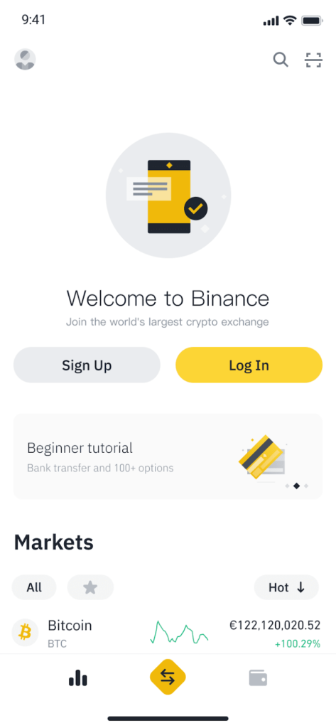 Open Binance app and click [Sign up]